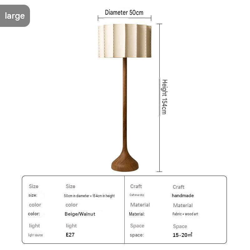 Japanese Wabi-sabi Style Floor Lamp, Solid Wood, Suitable for Living Room Sofas, Bedrooms, Studies, Guesthouses, and Villas, Offering a Sophisticated Decorative Feel