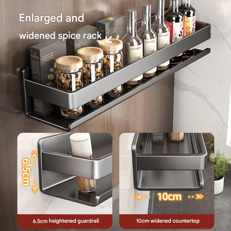 Kitchen Spice Rack, Punch-Free Wall-Mounted Multifunctional Kitchen Spice Rack, Kitchenware Storage Rack