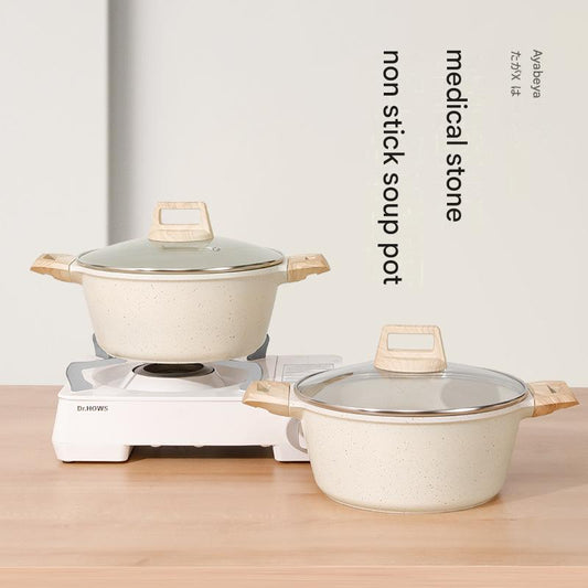 Maifan Stone Non-stick Pot Thickened Large-capacity 4L Double-bottomed Soup Pot Household Cooking Pot Stew Pot Porridge Cooking Noodle Pot