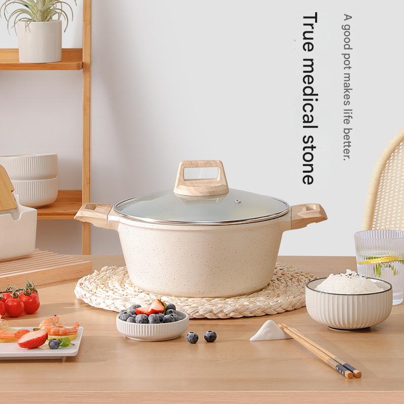 Maifan Stone Non-stick Pot Thickened Large-capacity 4L Double-bottomed Soup Pot Household Cooking Pot Stew Pot Porridge Cooking Noodle Pot