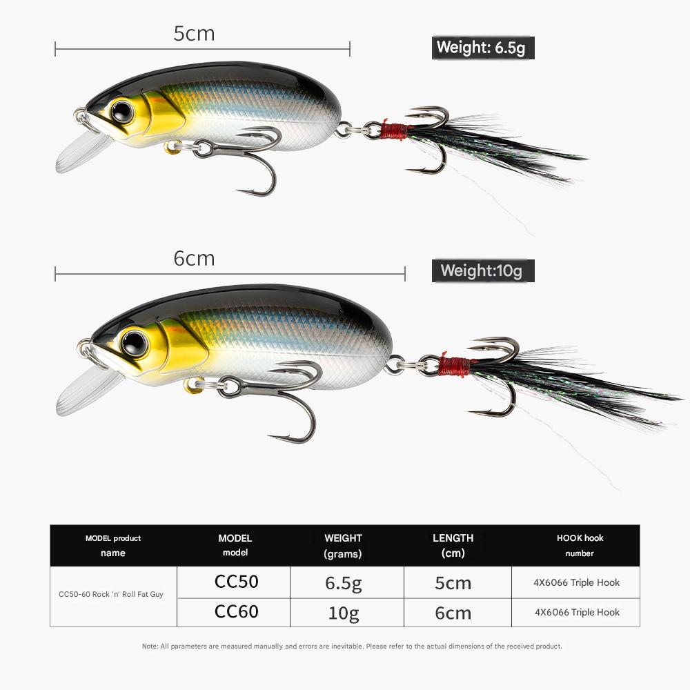Minnow Micro-Filling Rocking Fat Slow-Sinking Long-Distance Lure for Fishing, Bass, and Mandarin Fish