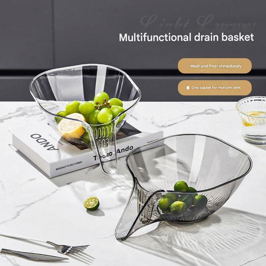 Multifunctional Drain Basket, Household New Kitchen Vegetable Drain Plastic Storage Fruit Plate Creative Drain Basket