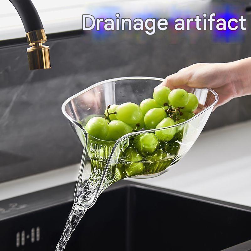 Multifunctional Drain Basket, Household New Kitchen Vegetable Drain Plastic Storage Fruit Plate Creative Drain Basket