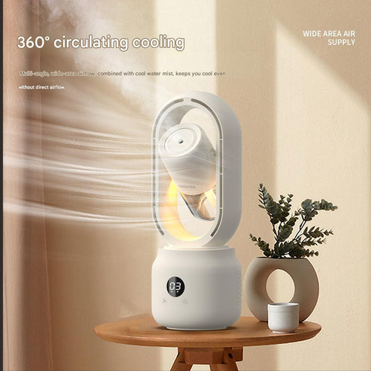 New Leafless Desktop Fan, Spray Humidification Mute Home Office Desktop Vertical Summer Humidifier Fan