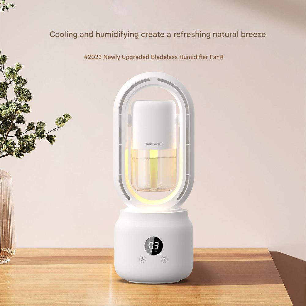 New Leafless Desktop Fan, Spray Humidification Mute Home Office Desktop Vertical Summer Humidifier Fan
