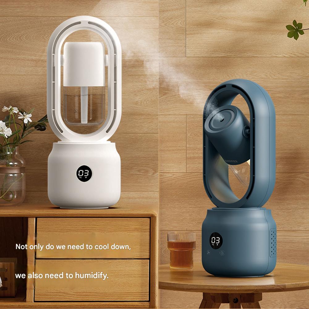 New Leafless Desktop Fan, Spray Humidification Mute Home Office Desktop Vertical Summer Humidifier Fan