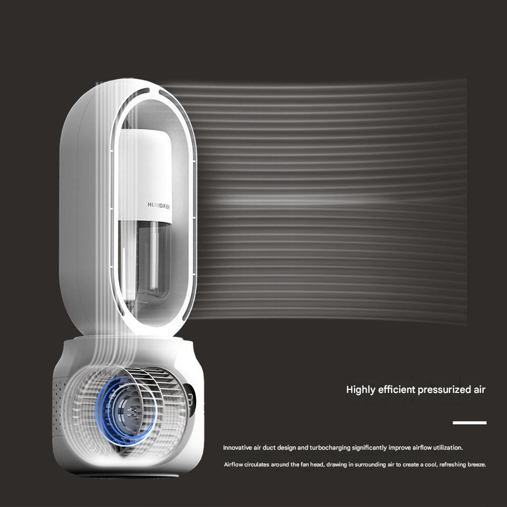 New Leafless Desktop Fan, Spray Humidification Mute Home Office Desktop Vertical Summer Humidifier Fan