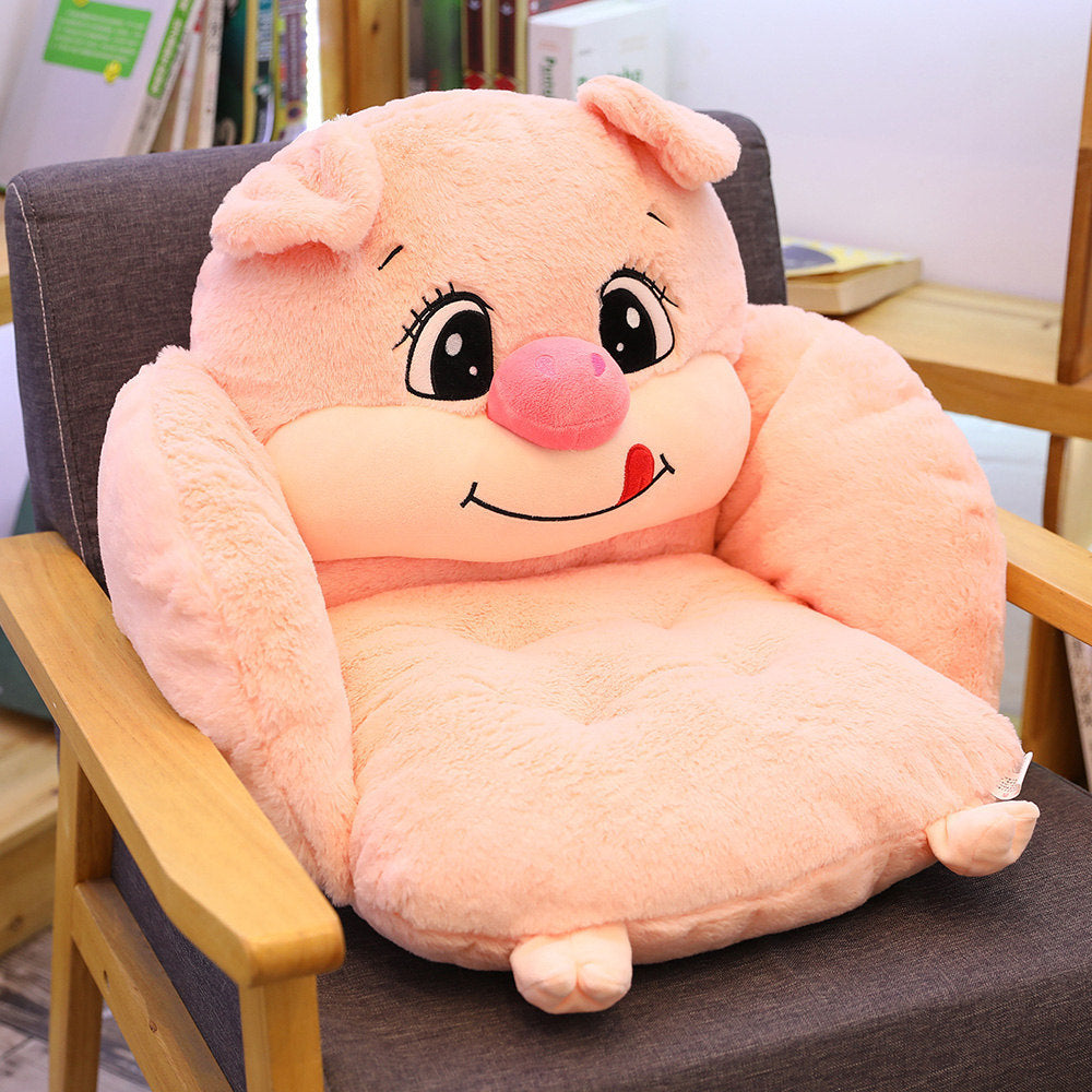 Cartoon Semi-Surrounded Cushion Plush Toy Office Seat Cushion, Home Pillow Lazy Conjoined Cushion