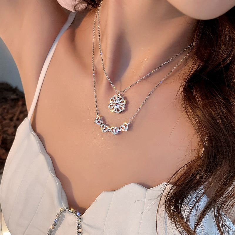 A multi-wearing love necklace, female niche design, high-end accessories, magnetic pendant, vibrato, net red, popular necklace