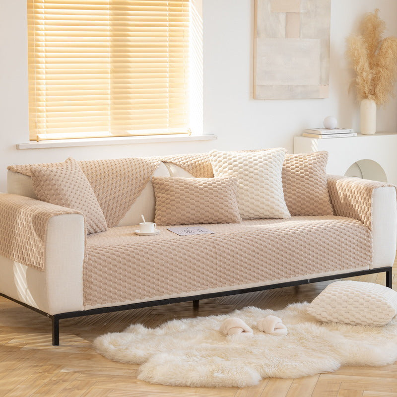 Autumn and Winter Sofa Cushion, Plush Sofa Cushion, Non-Slip Sofa Cover Modern Minimalist Dustproof Warm Thickened Sofa Cushion