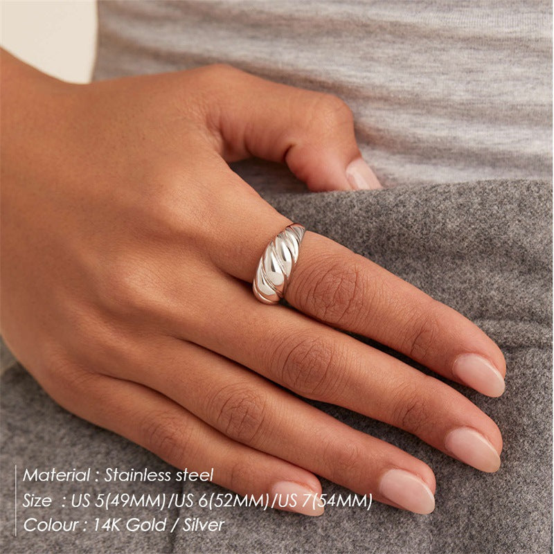 emanco cross-border stainless steel ring Europe and the United States gold-plated couple index finger ring niche high-end ring jewelry wholesale