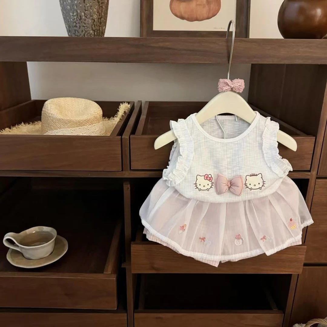 Sweet Little Si Summer Girls' Stylish and Chic Two-Piece Set (Summer 2026)