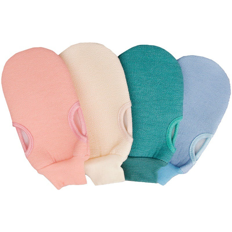 Bath Artifact Solid Color Cute Bath Towel and Bath Gloves Men and Women Adult Bath Towel and Back Rub Gloves