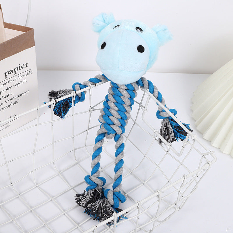 Dog Plush Cotton Rope Chewing Toy Cute Animal Shaped Teeth-Resistant