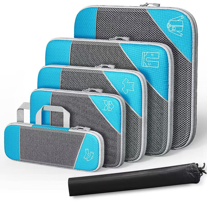 Travel Compressible Storage Six-piece Storage Bag Set Mesh Visual Luggage Storage Organization Storage Bag