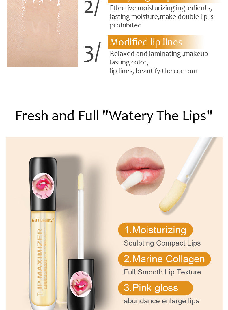 Kiss Beauty Cross-border Exclusively for Transparent Lip Plumping Enhances Lip Elasticity and Dilutes Lip Lines Lip Plumping Oil