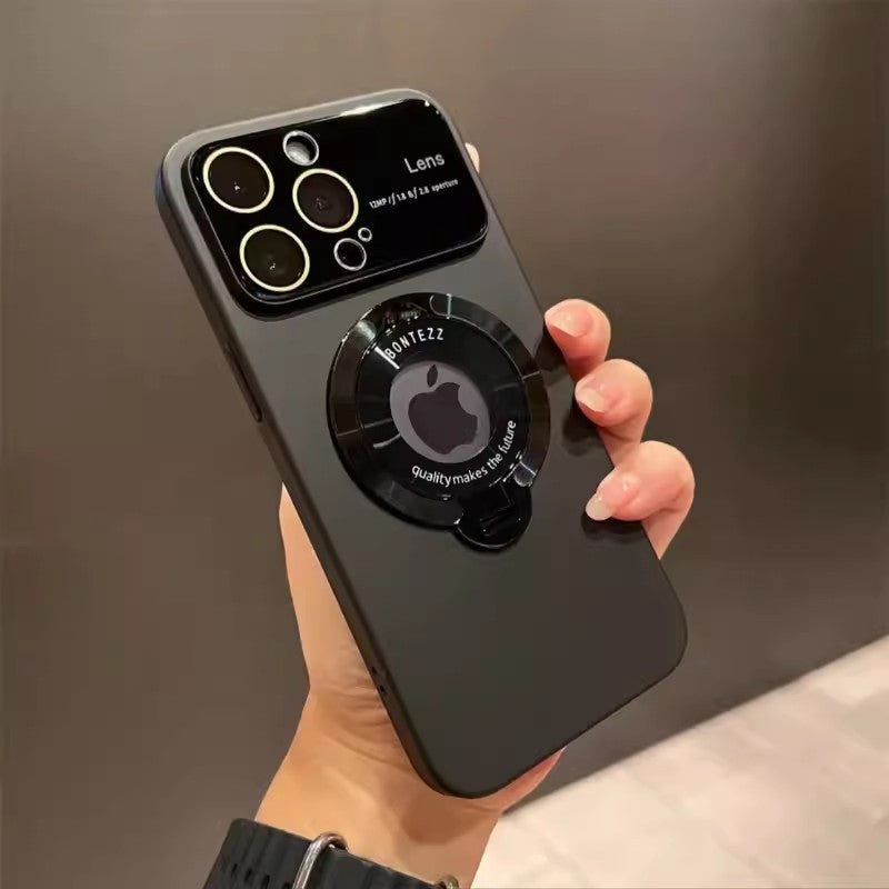 Large Window Missing Label Magnetic Suction Bracket Suitable For iPhone 15 Mobile Phone, Case All-inclusive Lens Film, Apple 14 Frosted Hard Cover