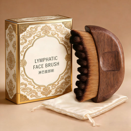 2026 New Red Peach Wood Lymphatic Contour Face Brush