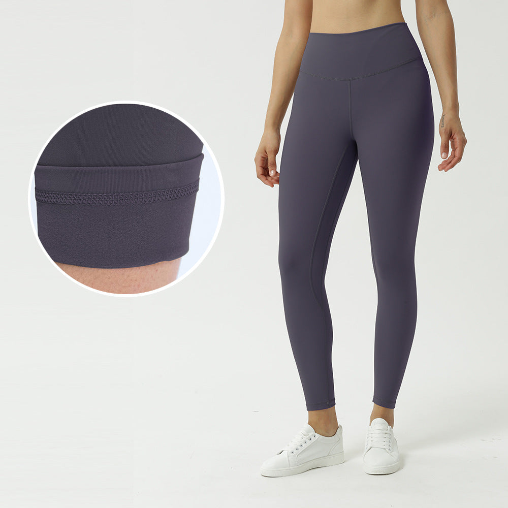 New double-sided brushed yoga pants women's skin-friendly nude yoga nine-point pants high waist buttocks yoga