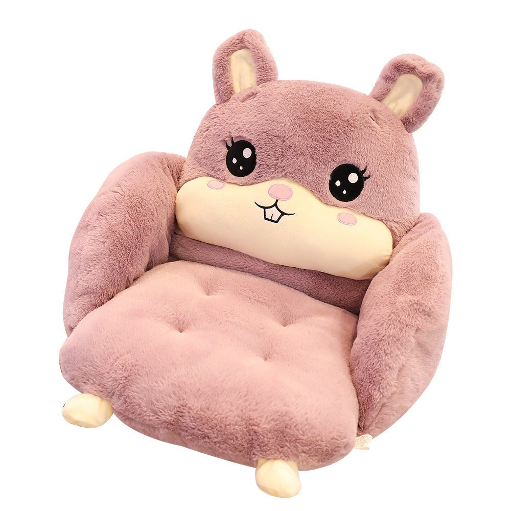 Cartoon Semi-Surrounded Cushion Plush Toy Office Seat Cushion, Home Pillow Lazy Conjoined Cushion