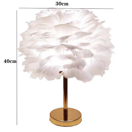 New Feather Table Lamp, ins Nordic Bedside Lamp, Decoration Golden Triangle Bedroom Lamp, LED Table Lamp Factory Direct Sale