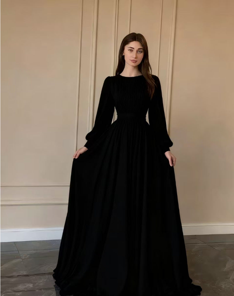 2026 Spring Fashion Court Style French White Double-Layer Chiffon Full Skirt Princess Fairy Dress