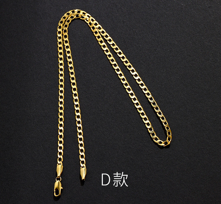 Xuping Jewelry Copper Autumn/Winter Necklaces, Fashionable Cuban Chain Pendant with Chain, European and American Style Gold Necklace, Wholesale Chains