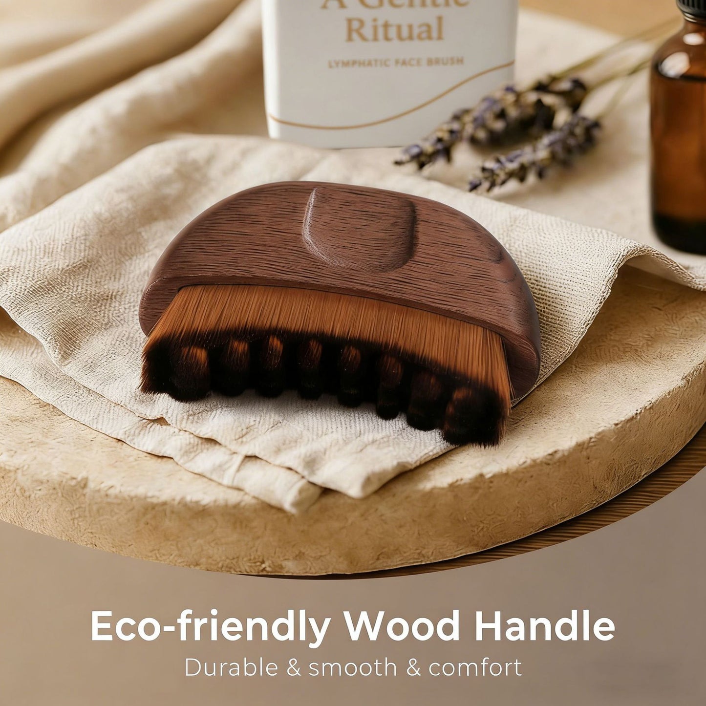 2026 New Red Peach Wood Lymphatic Contour Face Brush