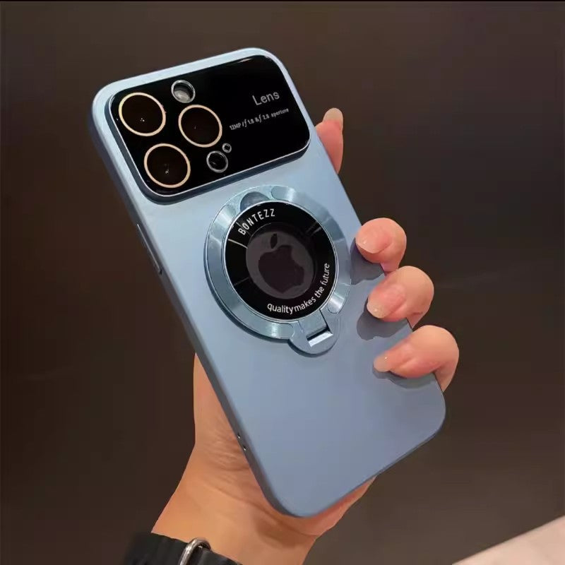 Large Window Missing Label Magnetic Suction Bracket Suitable For iPhone 15 Mobile Phone, Case All-inclusive Lens Film, Apple 14 Frosted Hard Cover