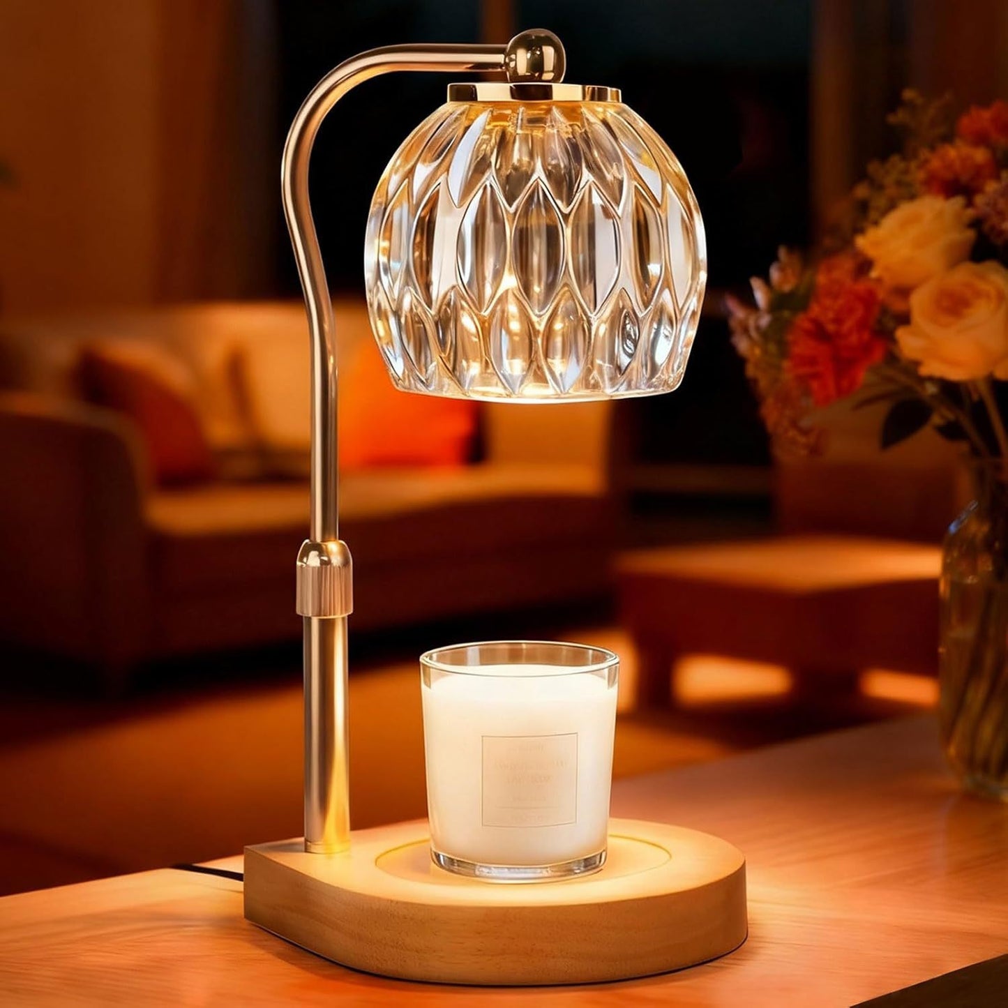 New Adjustable Flameless Aromatherapy Diffuser, Glass Aromatherapy Candle Melting Lamp, Essential Oil Melting Candle Lamp, Bedroom Ambient Table Lamp
