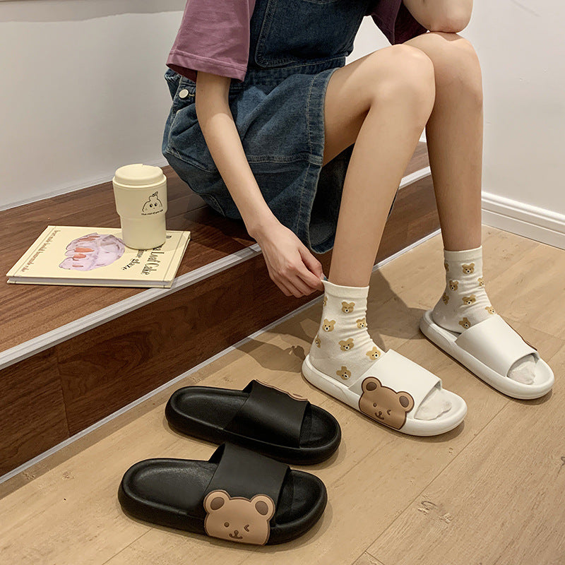 Stepping On Feces Feeling Slippers Female Summer Home Cute Home Couple Shoes Outside Wear Bathroom Home Cool Thick Bottom Slippers Female