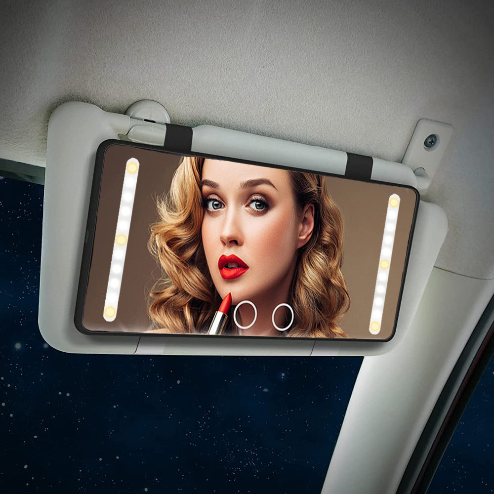 Car makeup mirror led car mirror smart touch fill light car beauty mirror car sun visor
