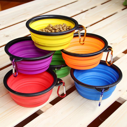 Cross-border Silicone Large Pet Bowl Foldable TPE Pet Food Bowl Walking Dog Portable Dog Bowl Dog Supplies
