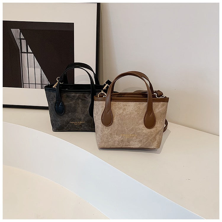 Retro Simple Shoulder Bag 2025 Spring and Summer New Large Capacity Portable Bucket Bag, Versatile Casual Crossbody Bag Hot Sale