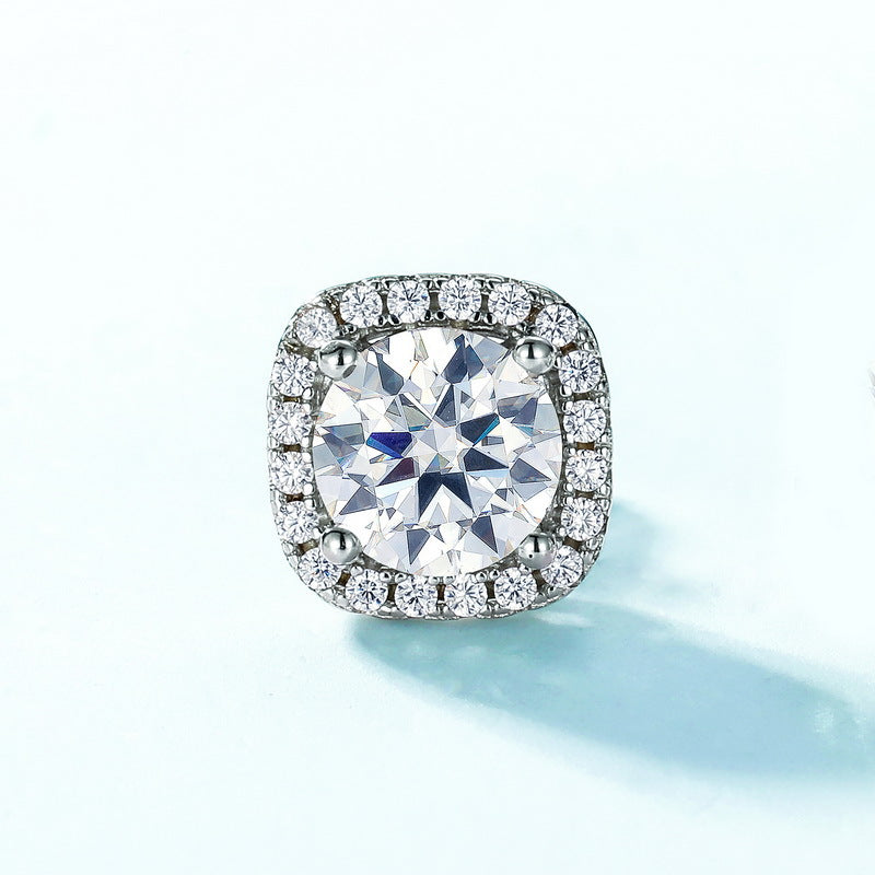Global cross-border hot collection of dazzling moissanite earrings S925 silver full of colored gemstone earrings European and American light luxury atmosphere simple