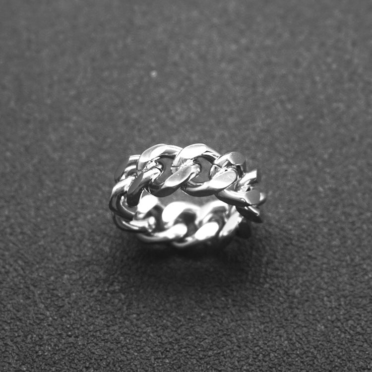 AliExpress ebay source foreign trade hot selling European and American simple accessories trend retro men's chain titanium steel ring