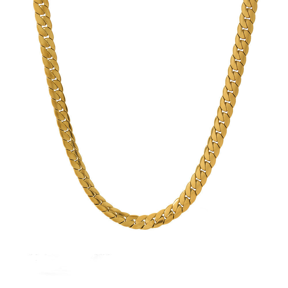 Titanium Steel Cuban Chain Hip-Hop Hiphop Chain Accessories Cool Couple Versatile Horsewhip Chain Personality Domineering Necklace for Women