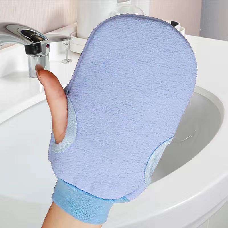Bath Artifact Solid Color Cute Bath Towel and Bath Gloves Men and Women Adult Bath Towel and Back Rub Gloves