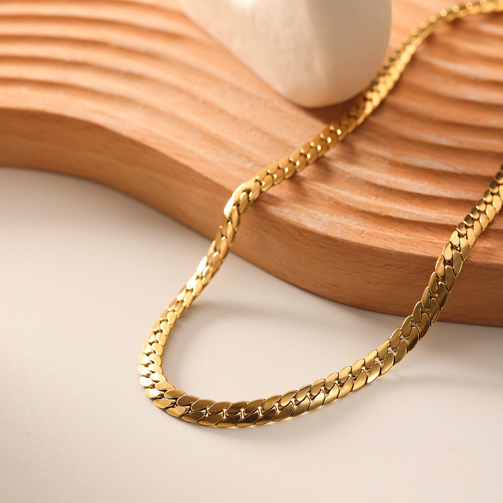 Titanium Steel Cuban Chain Hip-Hop Hiphop Chain Accessories Cool Couple Versatile Horsewhip Chain Personality Domineering Necklace for Women
