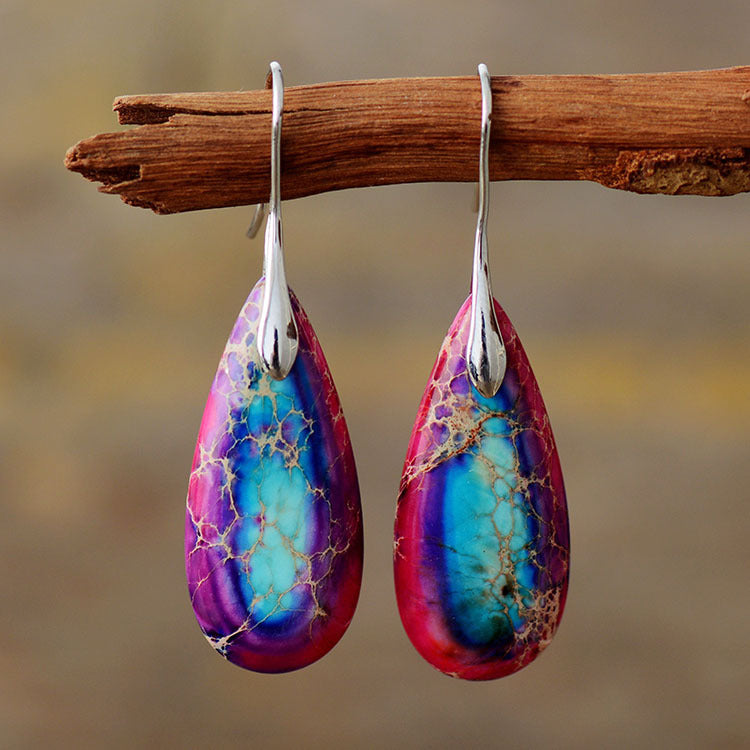 Cross-border new style Bohemian emperor stone drop pendant earrings European and American popular Ins jewelry jewelry