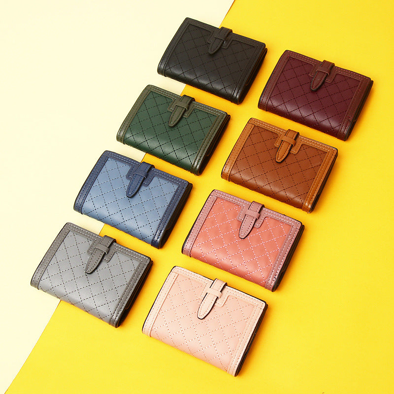 Cross-border Hot Sale 2025 New Short Women's Wallet, European and American Retro High-end Niche Card Holder 30% Fold Coin Purse