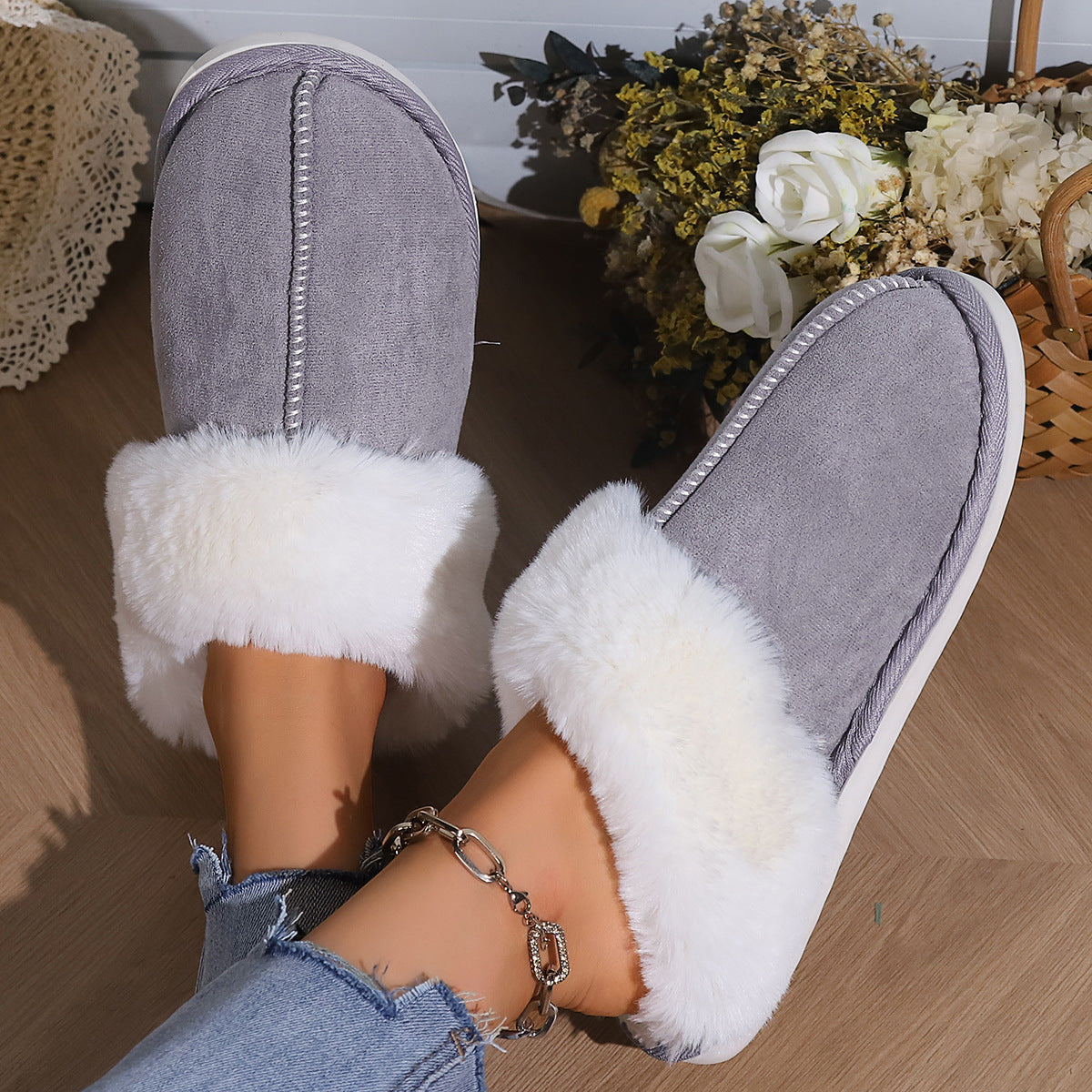 Winter Warm Thick Bottom Home Thickened Plush Slippers