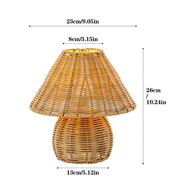 New Chinese Style Minimalist Bamboo Woven Bamboo Art Table Lamp for Home Living Room Tatami, Modern Creative Retro Practical Bedside Lamp