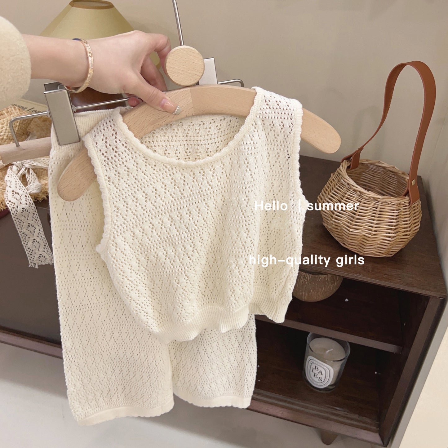 Sweet Little Si Children's Clothing Girls' Hollow-out Cool Knitted Vest 2026 Summer New Children's Thin Knitted Top