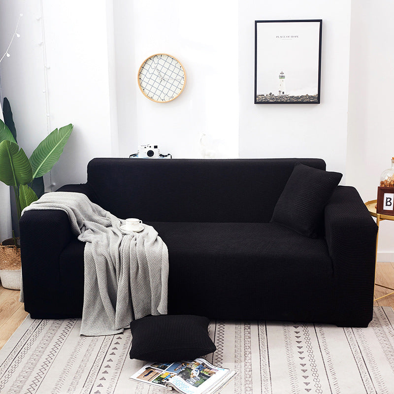 Solid Color Four Seasons Universal Sofa Cover, Nordic Fashion Knitted Elastic All-Inclusive Sofa Cover Sofa Cushion