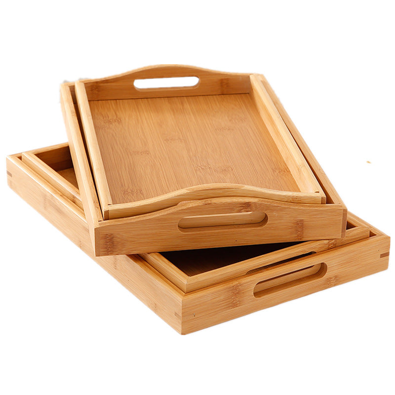 Bamboo and Wood Tray, Solid Wood Rectangular Tea Tray, Water Cup Tray, Japanese Bread Tray, Commercial Serving Tray