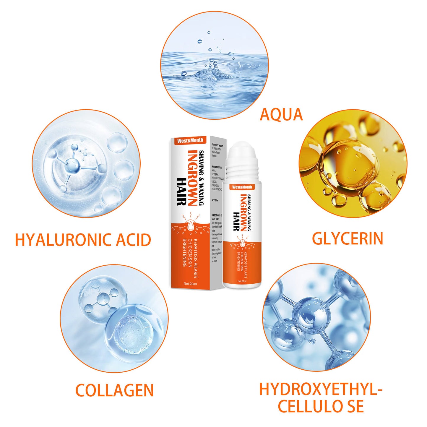 West&Month Hair Roll-on Essence, Daily Hydrating Hair & Aftershave Soothing Skincare Essence