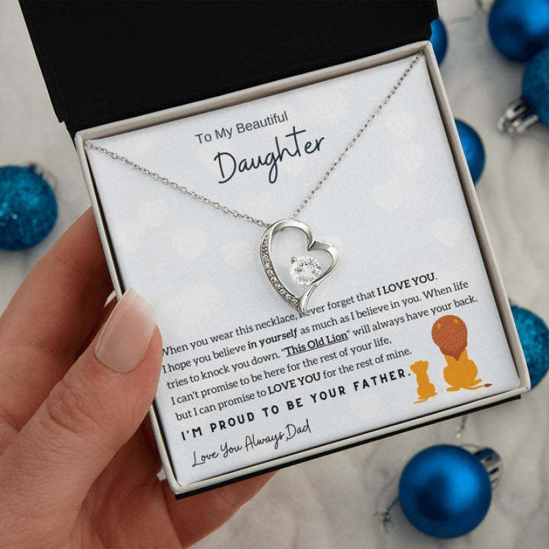European and American new fashion simple female heart necklace To My Beautiful Daughter Necklace