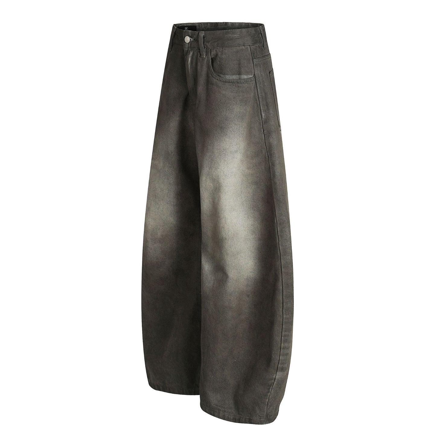 American-style Trendy Washed Black Retro Distressed Design Men's Loose-fitting Curved Blade Jeans