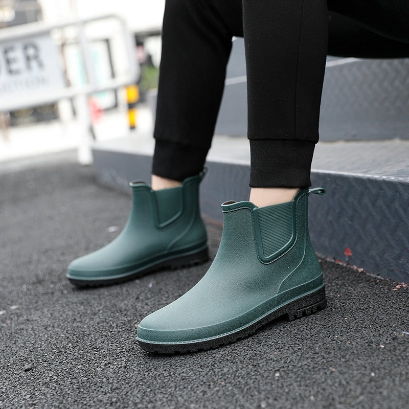 Chelsea non-slip rain boots men's waterproof shoes short tube rain boots wear-resistant warm mid-tube rubber shoes fishing car wash overshoes